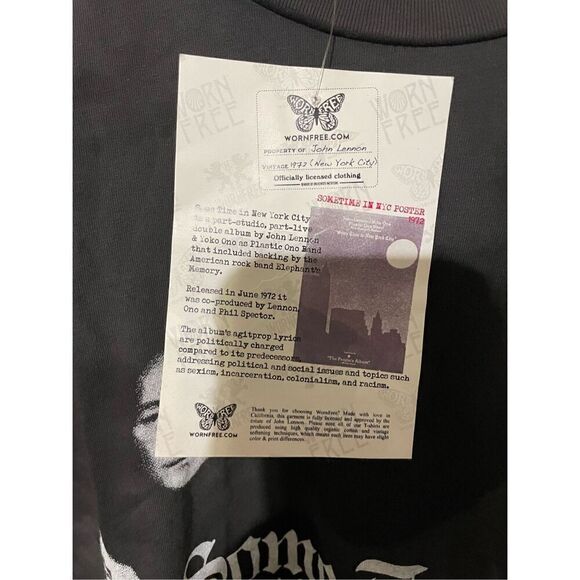 NWT Men’s Small Worn Free John Lennon Vintage Tshirt Sometime in NYC Organic Cot - Picture 5 of 7